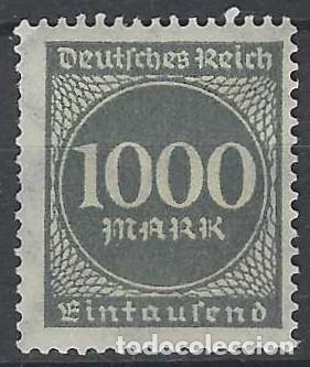 Sellos: ALEMANIA 1923 - SERIE B&Aacute;SICA, CIFRAS, GRIS - MH*
