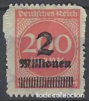 Sellos: ALEMANIA 1923 - SERIE B&Aacute;SICA, CIFRAS, SOBRECARGADO, ROSA - MH*
