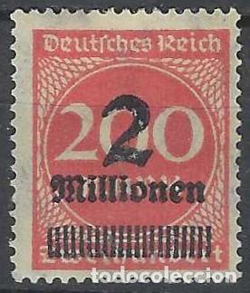 Sellos: ALEMANIA 1923 - SERIE B&Aacute;SICA, CIFRAS, SOBRECARGADO, ROSA - MH*