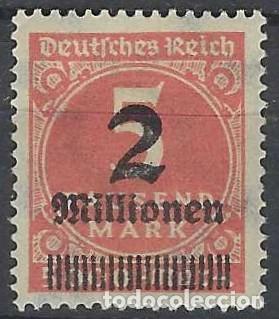 Sellos: ALEMANIA 1923 - SERIE B&Aacute;SICA, CIFRAS, SOBRECARGADO, ROSA - MH*