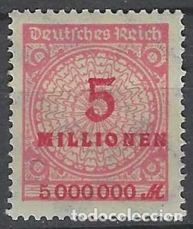 Sellos: ALEMANIA 1923 - SERIE B&Aacute;SICA, CIFRAS, SOBRECARGADO, ROSA - MH*