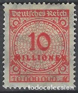 Sellos: ALEMANIA 1923 - SERIE B&Aacute;SICA, CIFRAS, SOBRECARGADO, ROJO - MH*