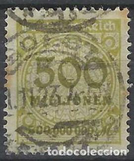 Sellos: ALEMANIA 1923 - SERIE B&Aacute;SICA, CIFRAS, SOBRECARGADO, OLIVA - USADO