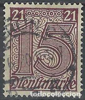 Sellos: ALEMANIA 1920 - SERVICIO GUBERNAMENTAL, CON EL N&ordm; 21 EN LAS ESQUINAS, MARR&Oacute;N - USADO