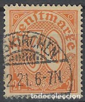 Sellos: ALEMANIA 1920 - SERVICIO GUBERNAMENTAL, CON EL N&ordm; 21 EN LAS ESQUINAS, NARANJA - USADO