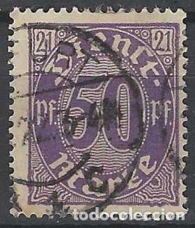 Sellos: ALEMANIA 1920 - SERVICIO GUBERNAMENTAL, CON EL N&ordm; 21 EN LAS ESQUINAS, VIOLETA - USADO