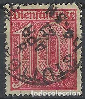 Sellos: ALEMANIA 1920 - SERVICIO GUBERNAMENTAL, SIN EL N&ordm; 21 EN LAS ESQUINAS, ROSA - USADO
