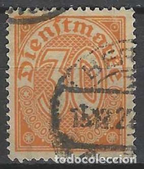 Sellos: ALEMANIA 1920 - SERVICIO GUBERNAMENTAL, SIN EL N&ordm; 21 EN LAS ESQUINAS, NARANJA - USADO