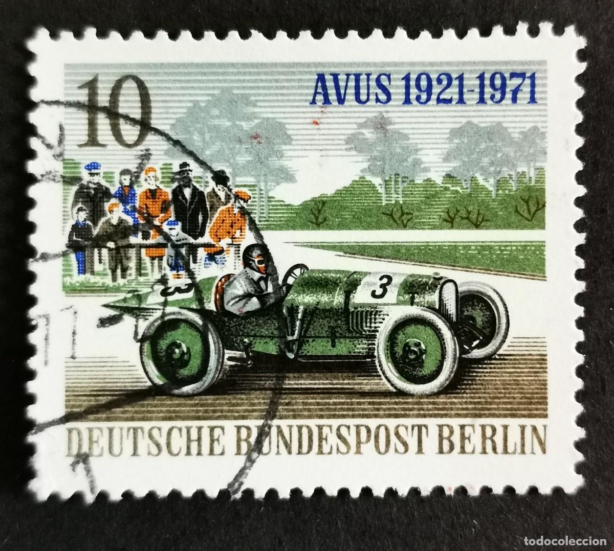 Sellos: Sello Alemania Berl&iacute;n 1971, Coche de carreras Opel (1921), 10 Pf. Michel: DE-BE 397