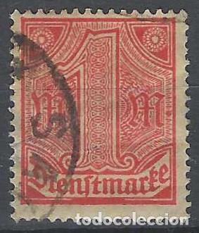 Sellos: ALEMANIA 1920 - SERVICIO GUBERNAMENTAL, SIN EL N&ordm; 21 EN LAS ESQUINAS, ROJO LADRILLO - USADO