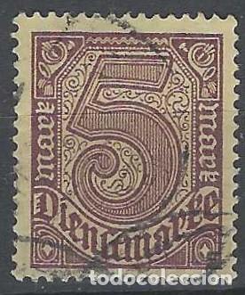Sellos: ALEMANIA 1920 - SERVICIO GUBERNAMENTAL, SIN EL N&ordm; 21 EN LAS ESQUINAS, MARR&Oacute;N ROJIZO - USADO