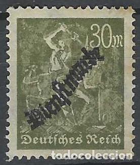 Sellos: ALEMANIA 1923 - SERVICIO GUBERNAMENTAL, SOBREIMPRESO &rdquo;DIENSTMARKE&rdquo;, VERDE OLIVA - MSG