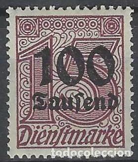 Sellos: ALEMANIA 1923 - SERVICIO GUBERNAMENTAL, SOBREIMPRESO &rdquo;TAUSEND&rdquo;,MARR&Oacute;N - MH*