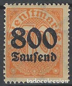 Sellos: ALEMANIA 1923 - SERVICIO GUBERNAMENTAL, SOBREIMPRESO &rdquo;TAUSEND&rdquo;, NARANJA - MH*