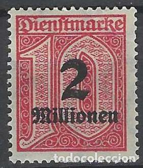 Sellos: ALEMANIA 1923 - SERVICIO GUBERNAMENTAL, SOBREIMPRESO &rdquo;MILLION&rdquo;, ROSA - MH*