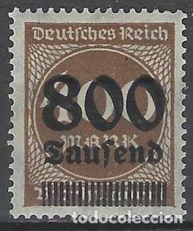 Sellos: ALEMANIA 1923 - SERIE B&Aacute;SICA, SOBREIMPRESO &rdquo;TAUDEND&rdquo;, MARR&Oacute;N - MH*