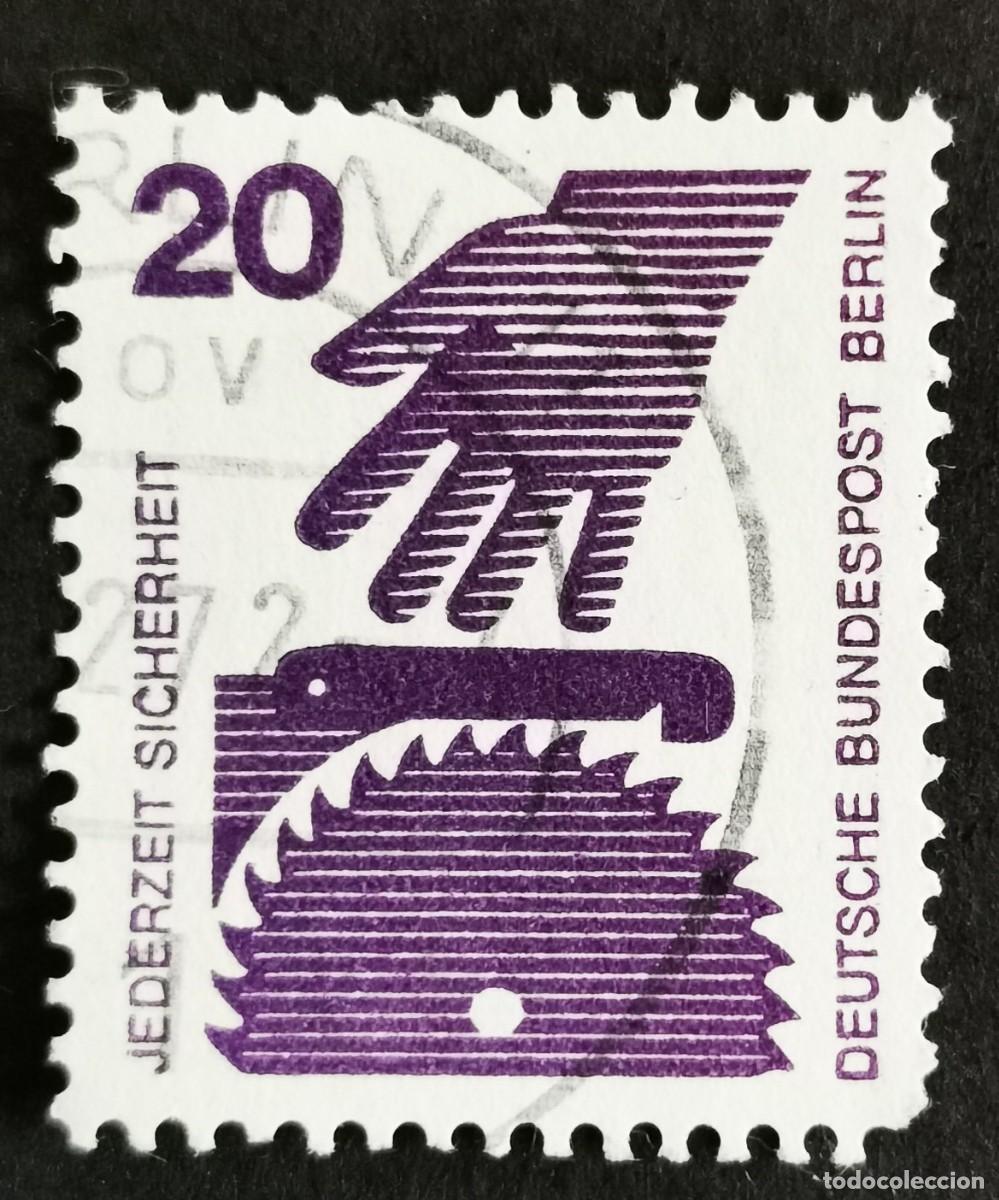 Sellos: Sello Alemania Berl&iacute;n 1972, Prevenir accidentes: Sierra circular, 20 Pf. Michel: DE-BE 404A