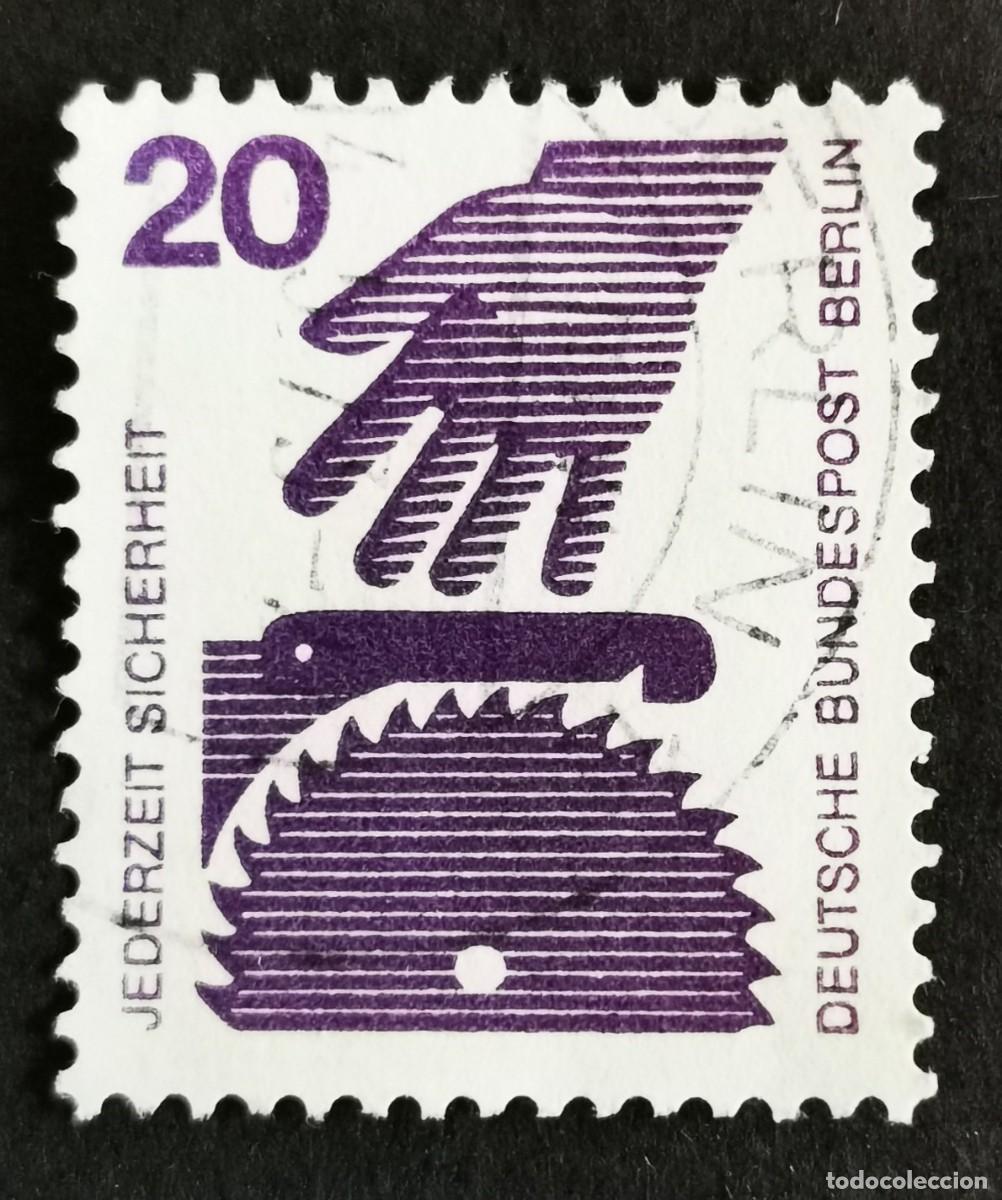 Sellos: Sello Alemania Berl&iacute;n 1972, Prevenir accidentes: Sierra circular, 20 Pf. Michel: DE-BE 404A