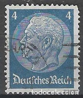 Sellos: ALEMANIA 1933-34 - PRESIDENTE PAUL VON HINDENBURG, AZUL VERDOSO - USADO