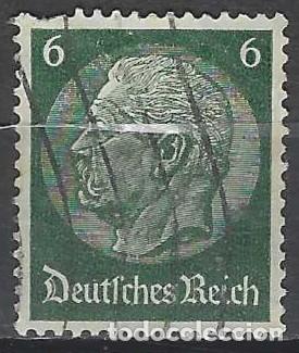 Sellos: ALEMANIA 1933-34 - PRESIDENTE PAUL VON HINDENBURG, VERDE OSCURO - USADO