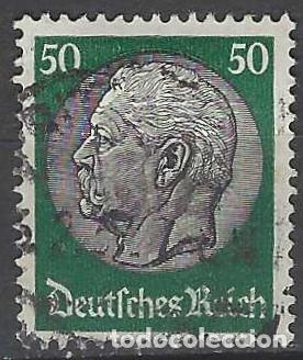 Sellos: ALEMANIA 1933-34 - PRESIDENTE PAUL VON HINDENBURG, VERDE/NEGRO - USADO