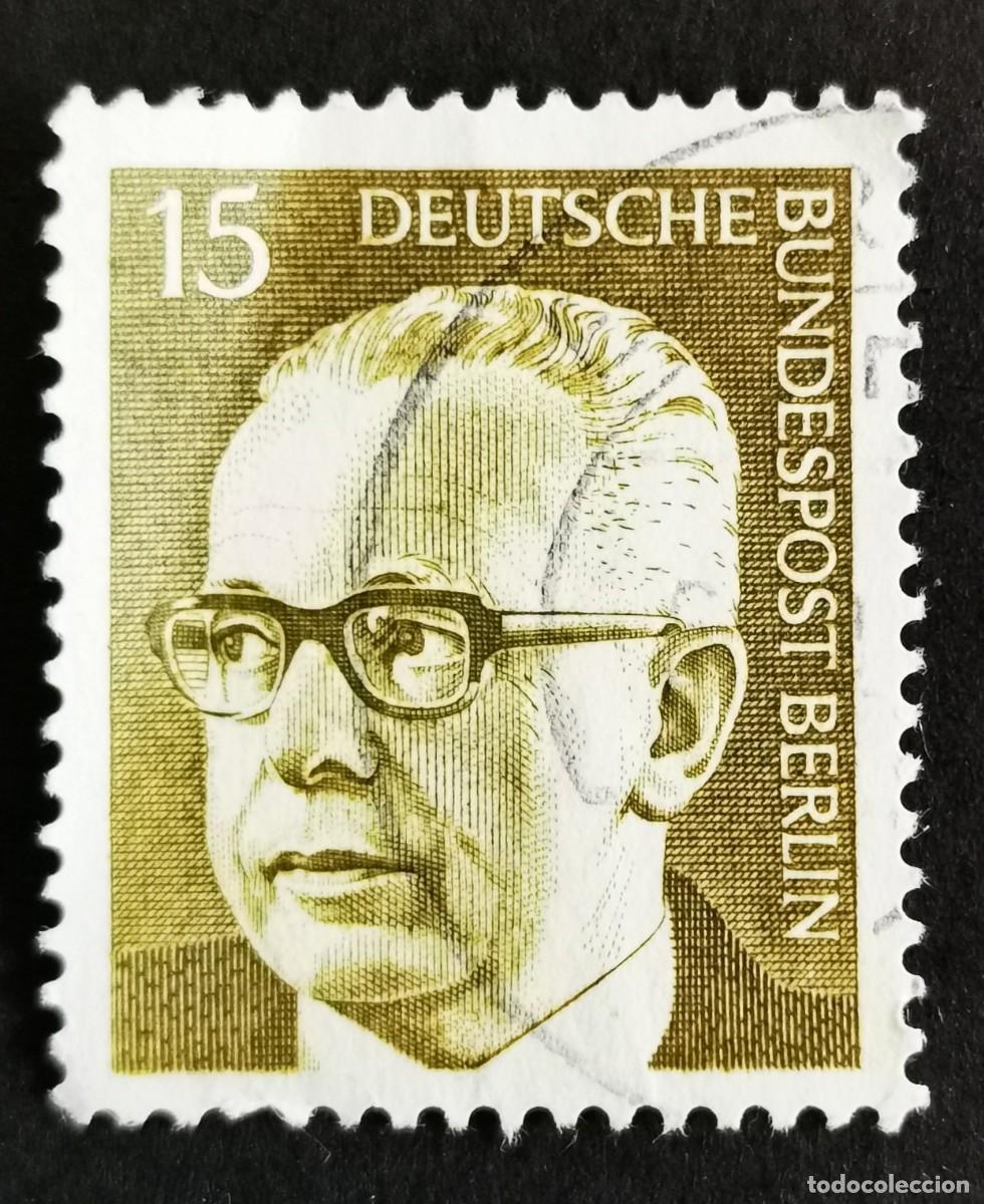Sellos: Sello Alemania Berl&iacute;n 1972, Dr. Gustav Heinemann (1899-1976), 15 Pf. Michel: DE-BE 427