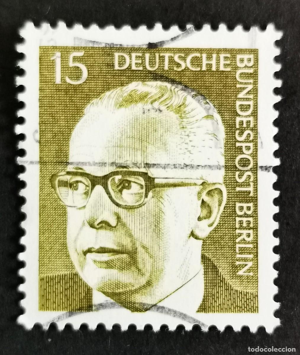 Sellos: Sello Alemania Berl&iacute;n 1972, Dr. Gustav Heinemann (1899-1976), 15 Pf. Michel: DE-BE 427