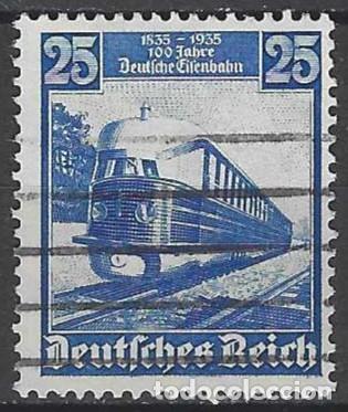 Sellos: ALEMANIA 1935 -LOCOMOTORAS &rdquo;LA HAMBURGUESA VOLADORA&rdquo; - USADO