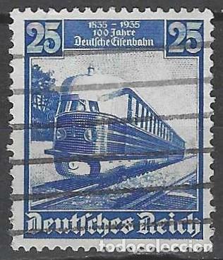 Sellos: ALEMANIA 1935 - LOCOMOTORAS &rdquo;LA HAMBURGUESA VOLADORA&rdquo; - USADO