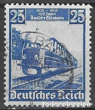 Sellos: ALEMANIA 1935 - LOCOMOTORAS &rdquo;LA HAMBURGUESA VOLADORA&rdquo; - USADO
