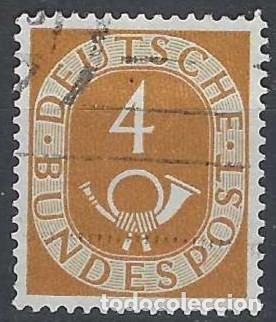 Sellos: ALEMANIA 1951 - CUERNO POSTAL Y CIFRA, MARRON AMARILLENTO - USADO