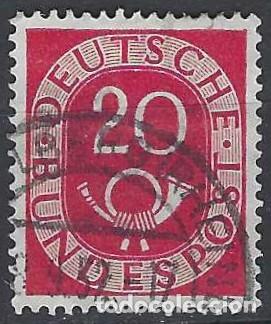 Sellos: ALEMANIA 1951 - CUERNO POSTAL Y CIFRA, ROJO - USADO