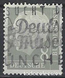 Sellos: ALEMANIA 1954 - PRESIDENTE DR. THEODORE HEUSS, GRIS - USADO