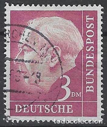 Sellos: ALEMANIA 1954 - PRESIDENTE DR. THEODORE HEUSS, VIOLETA ROJIZO - USADO
