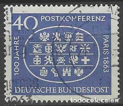 Sellos: ALEMANIA 1963 - CENTENARIO DE LA CONFERENCIA POSTAL DE PAR&Iacute;S - USADO