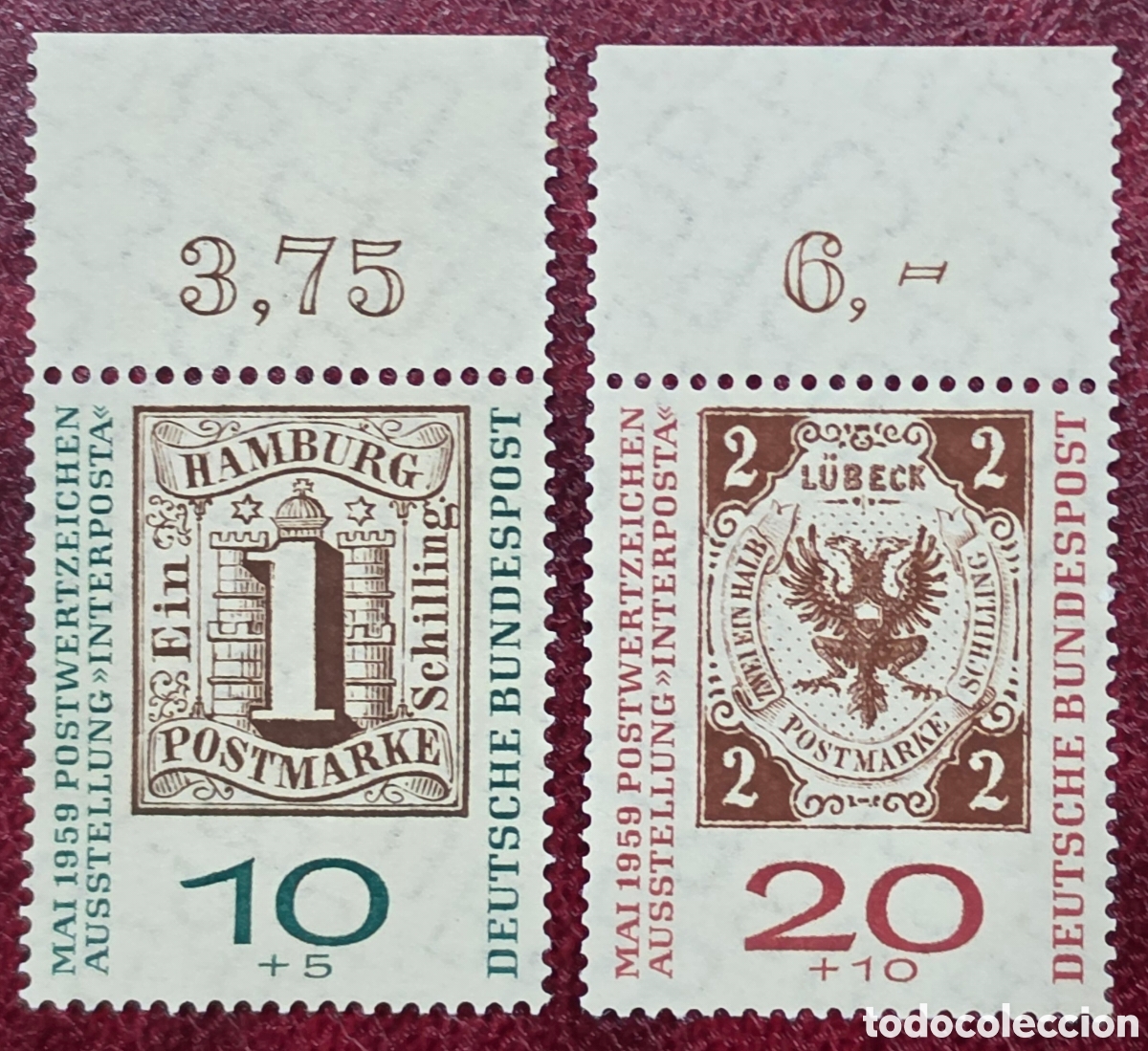 Sellos: Sellos de Alemania 1959 Exposici&oacute;n Filat&eacute;lica Internacional &laquo;INTERPOSTA&raquo; en Hamburgo