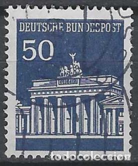 Sellos: ALEMANIA 1966 - LA PUERTA DE BRANDEMBURGO, AZUL OSCURO - USADO