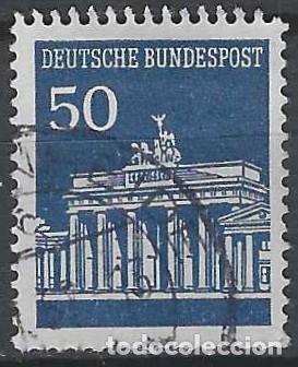 Sellos: ALEMANIA 1966 - LA PUERTA DE BRANDEMBURGO, AZUL OSCURO - USADO