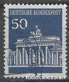 Sellos: ALEMANIA 1966 - LA PUERTA DE BRANDEMBURGO, AZUL OSCURO - USADO
