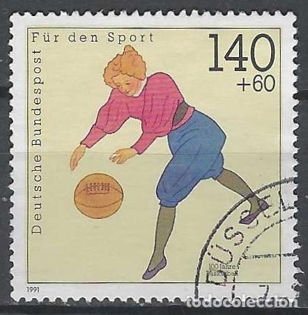 Sellos: ALEMANIA 1991 - PRO DEPORTE, CENTENARIO DEL BALONCESTO - USADO