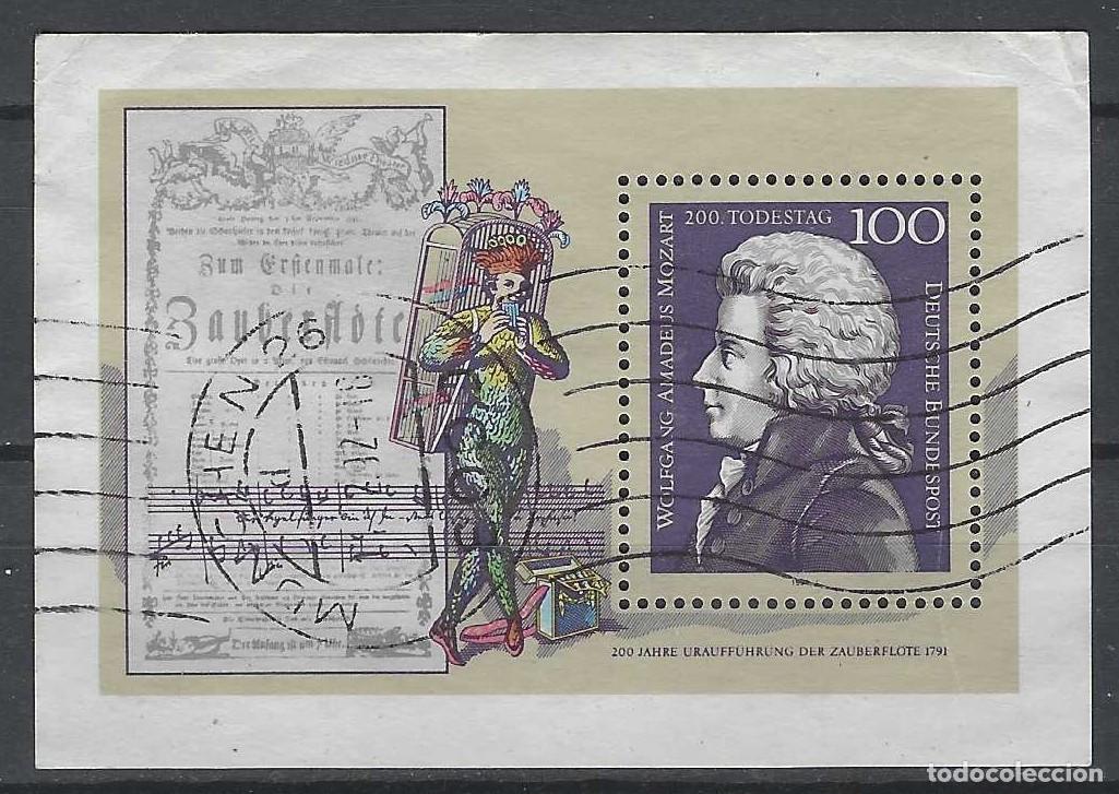 Sellos: ALEMANIA 1991 - HB 2&ordm; CENTENARIO DE LA MUERTE DE WOLFGANF AMADEUS MOZART - USADA