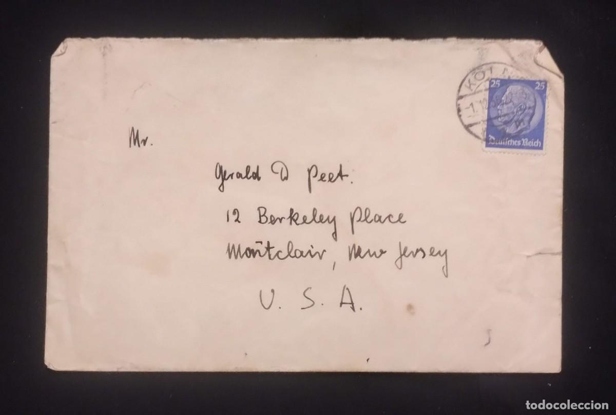 Sellos: TS) CIRCA 1939 GERMANY, COVER SENT TO NEW JERSEY,WITH GERMAN PRESIDENT PAUL VON HINDENBURG STAMP.