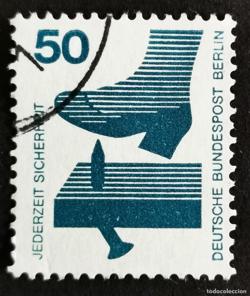 Sellos: Sello Alemania Berl&iacute;n 1973, Prevenir accidentes: Clavo en una tabla, 50 Pf. Michel: DE-BE 408A