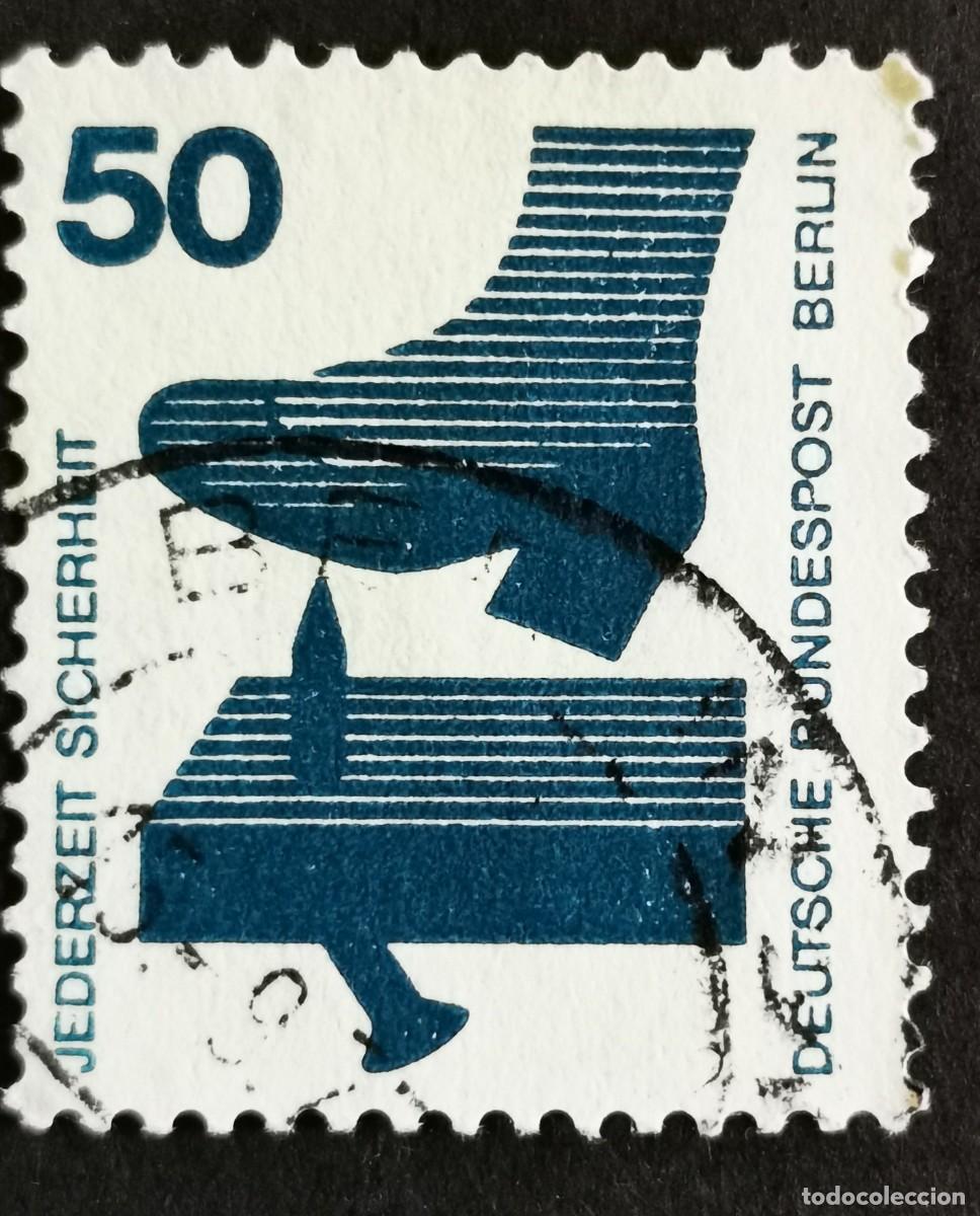 Sellos: Sello Alemania Berl&iacute;n 1973, Prevenir accidentes: Clavo en una tabla, 50 Pf. Michel: DE-BE 408A