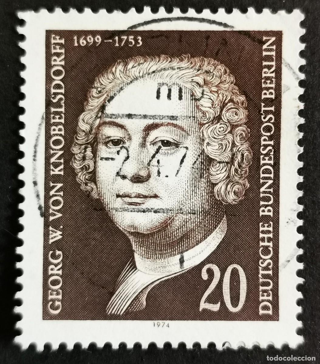 Sellos: Sello Alemania Berl&iacute;n 1974, Georg Wenzeslaus von Knobelsdorff (1699-1753), 20 Pf. Michel: DE-BE 464