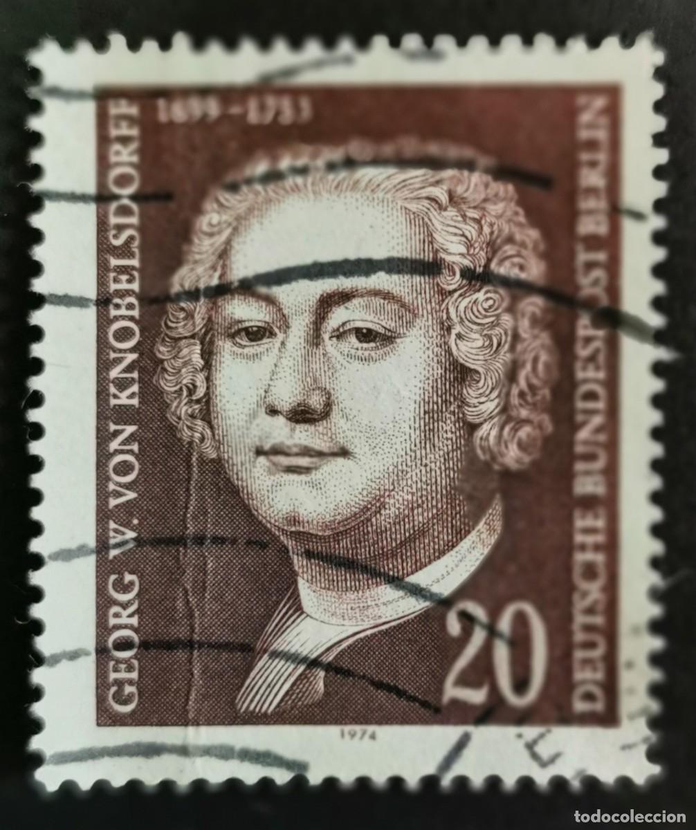 Sellos: Sello Alemania Berl&iacute;n 1974, Georg Wenzeslaus von Knobelsdorff (1699-1753), 20 Pf. Michel: DE-BE 464