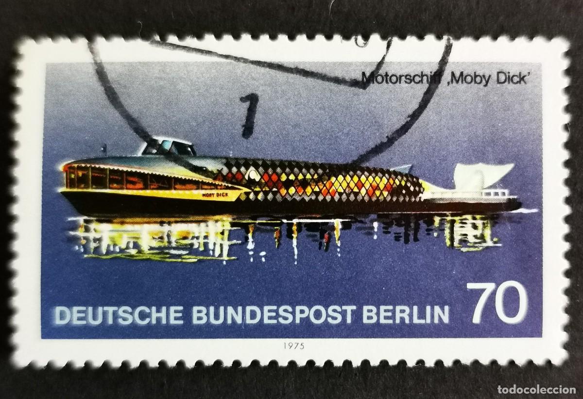 Sellos: Sello Alemania Berl&iacute;n 1975, Buque a motor 'Moby Dick', 70 Pf. Michel: DE-BE 487
