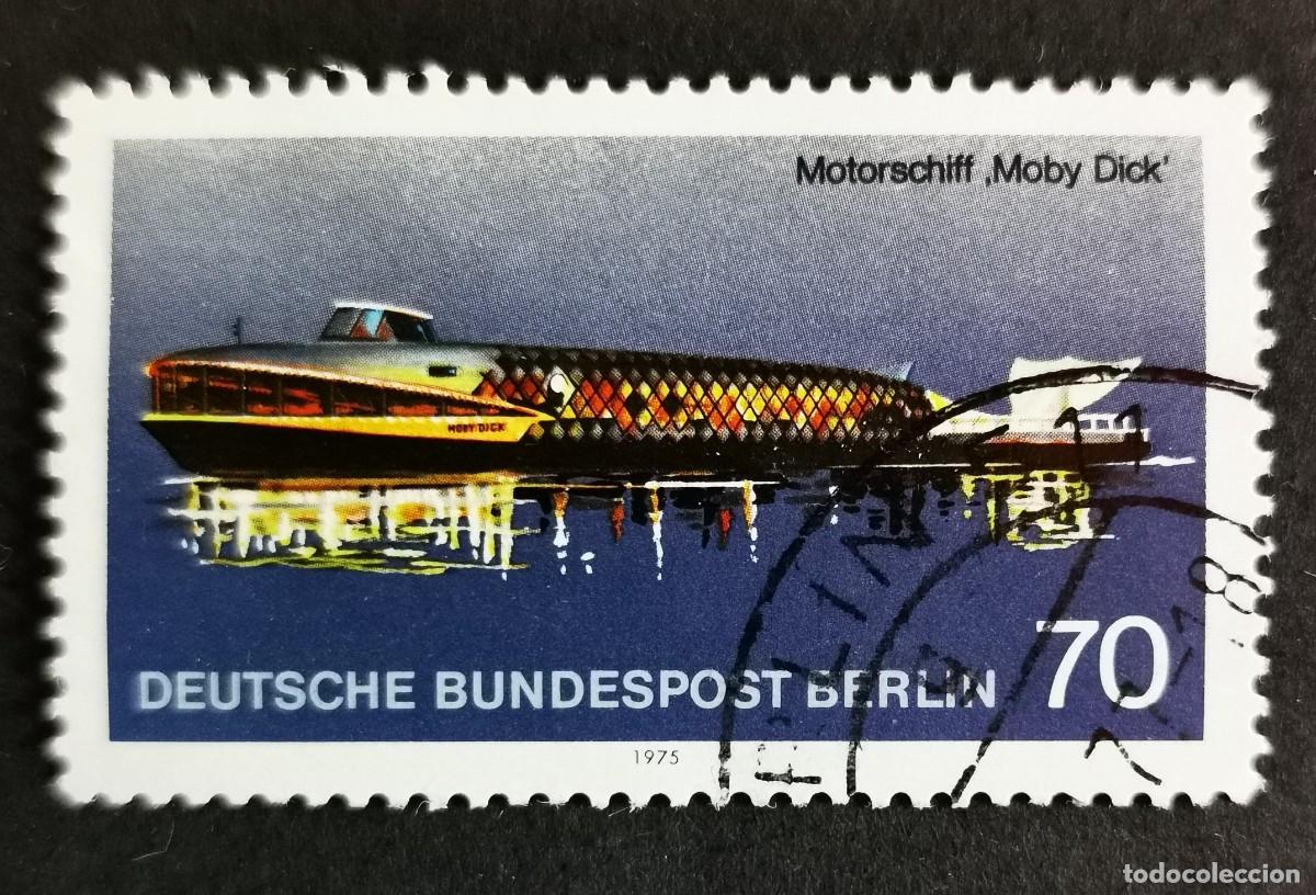 Sellos: Sello Alemania Berl&iacute;n 1975, Buque a motor 'Moby Dick', 70 Pf. Michel: DE-BE 487