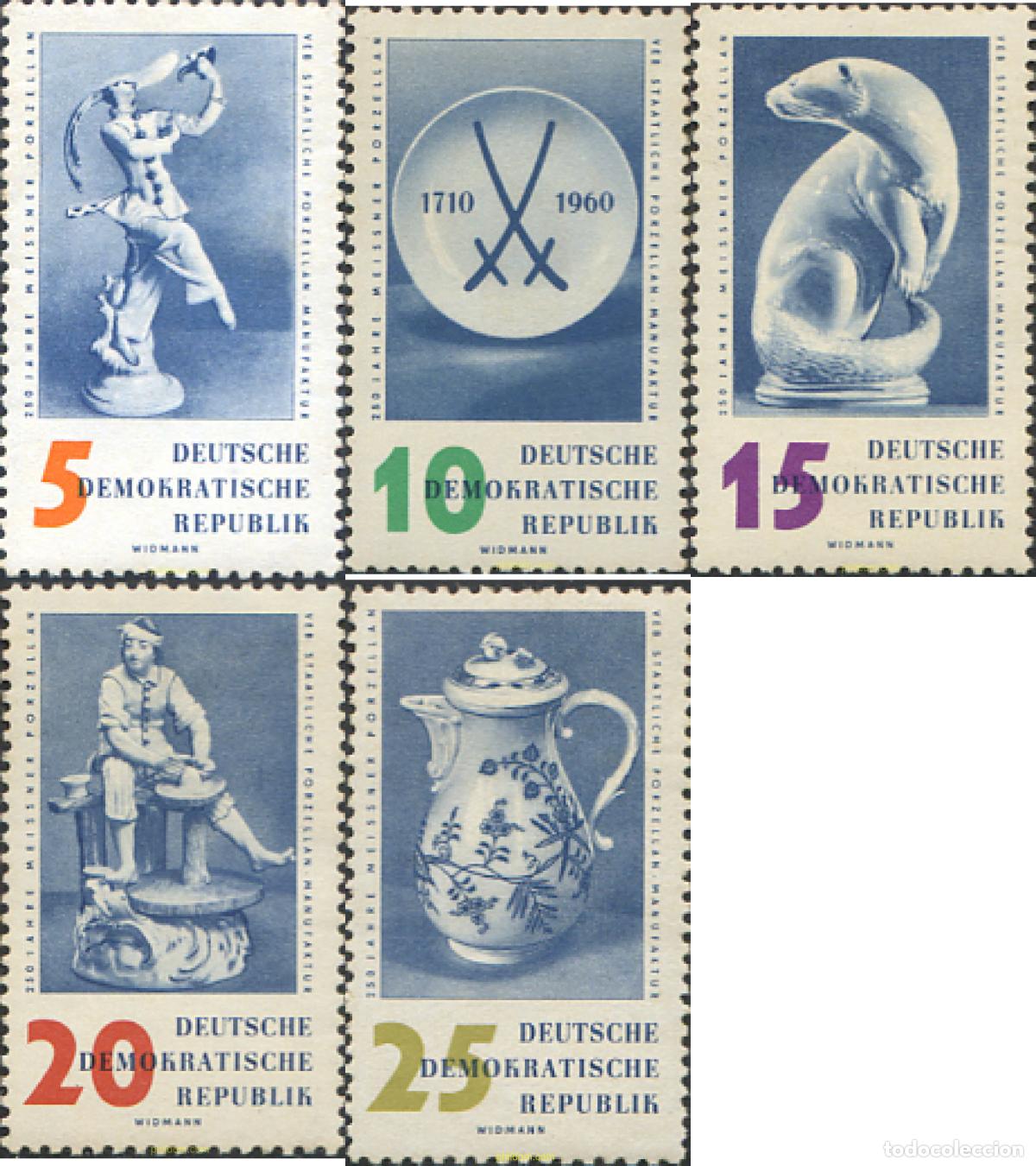 Sellos: 150562 MNH ALEMANIA DEMOCRATICA 1960 250 ANIVERSARIO DE LA FABRICACION DE PORCELANA DE MEISSEN