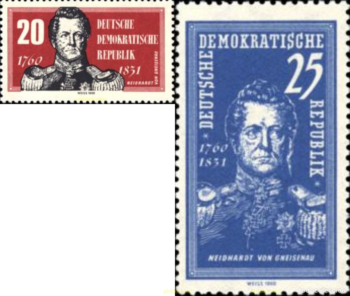 Sellos: 150566 MNH ALEMANIA DEMOCRATICA 1960 BICENTENARIO DEL NACIMIENTO DE AUGUST NEIDHARDT VON GNEISENAU